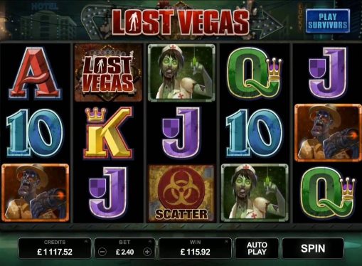 Reels with symbols of Lost Vegas pokie for real money