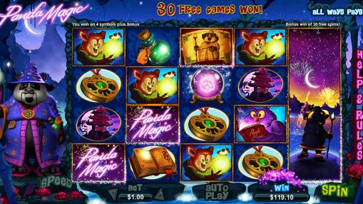 Freespin mode of Panda Magic online pokie by RTG